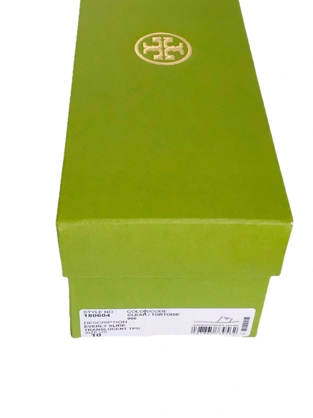 Tory Burch Everly Slide Sandals Translucent TPU Leather-Color Clear/Tortoise-NEW